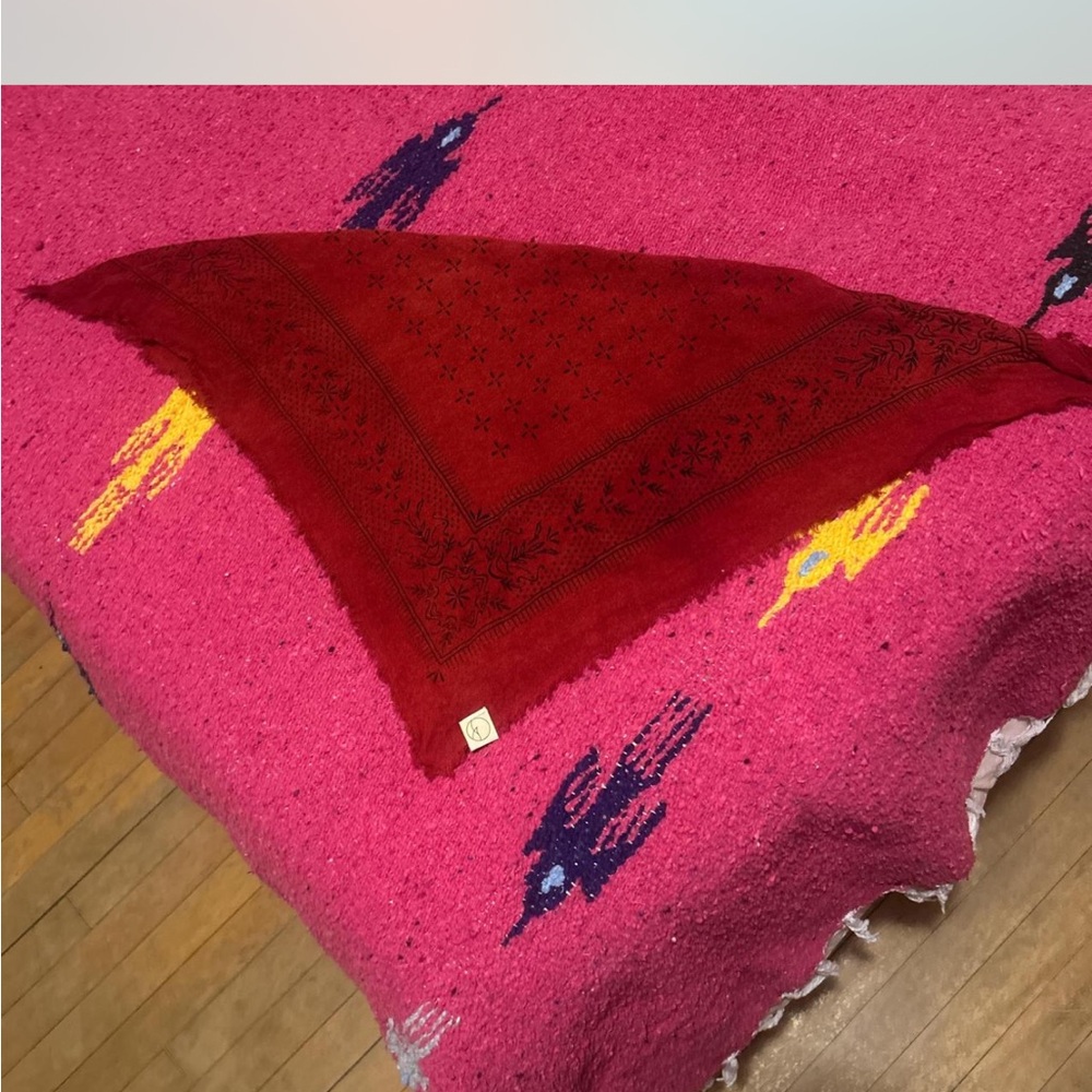 Raw Silk Bandana red hair scarf Firm price. - Picture 7 of 8